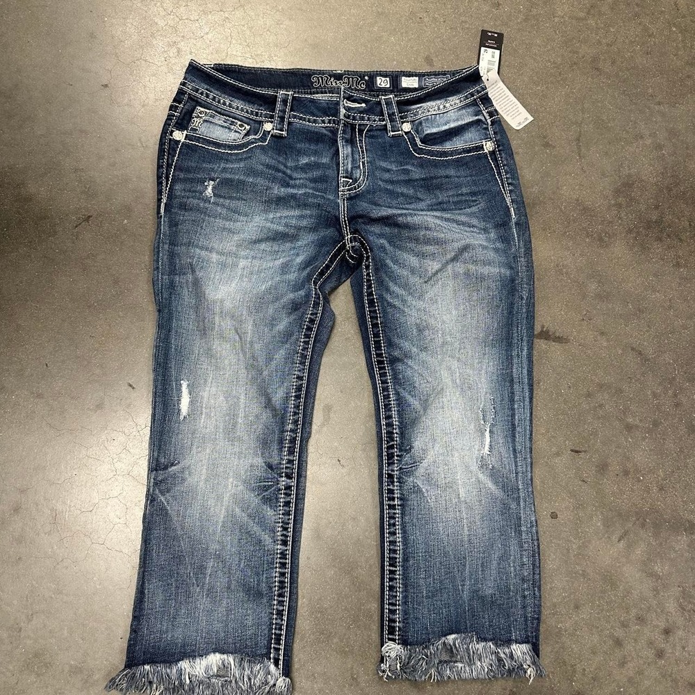 Miss Me Signature Capri Jeans Navy blue Faded Distressed Size 29x21